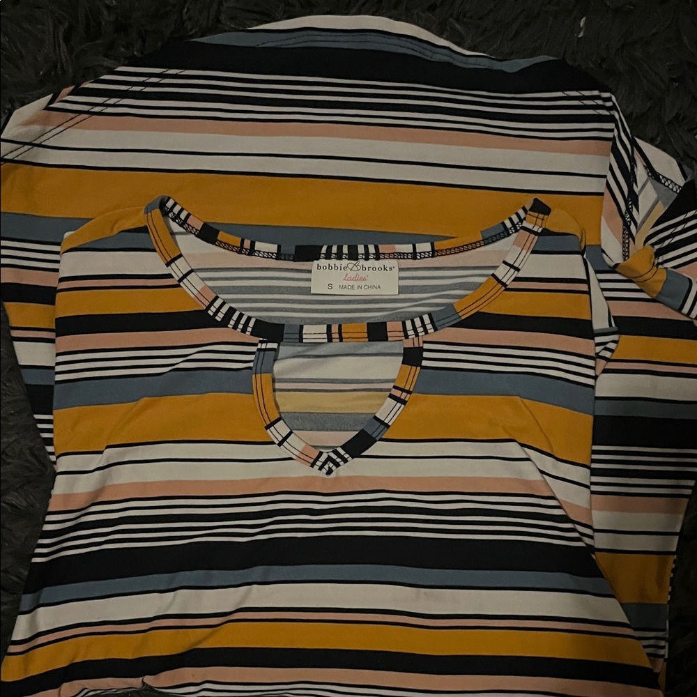 Bobbie Brooks Multicolor Striped Long Sleeve Top - Picture 2 of 3